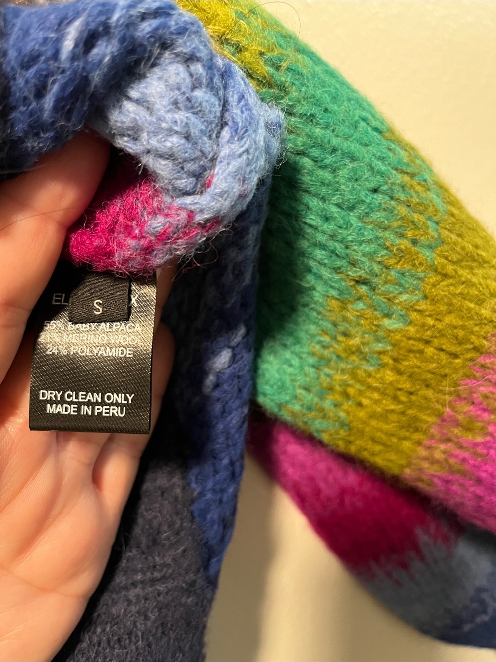 ELEVEN SIX Laila Multicolor Rainbow Striped Alpaca Sweater, Size S - Picture 9 of 11